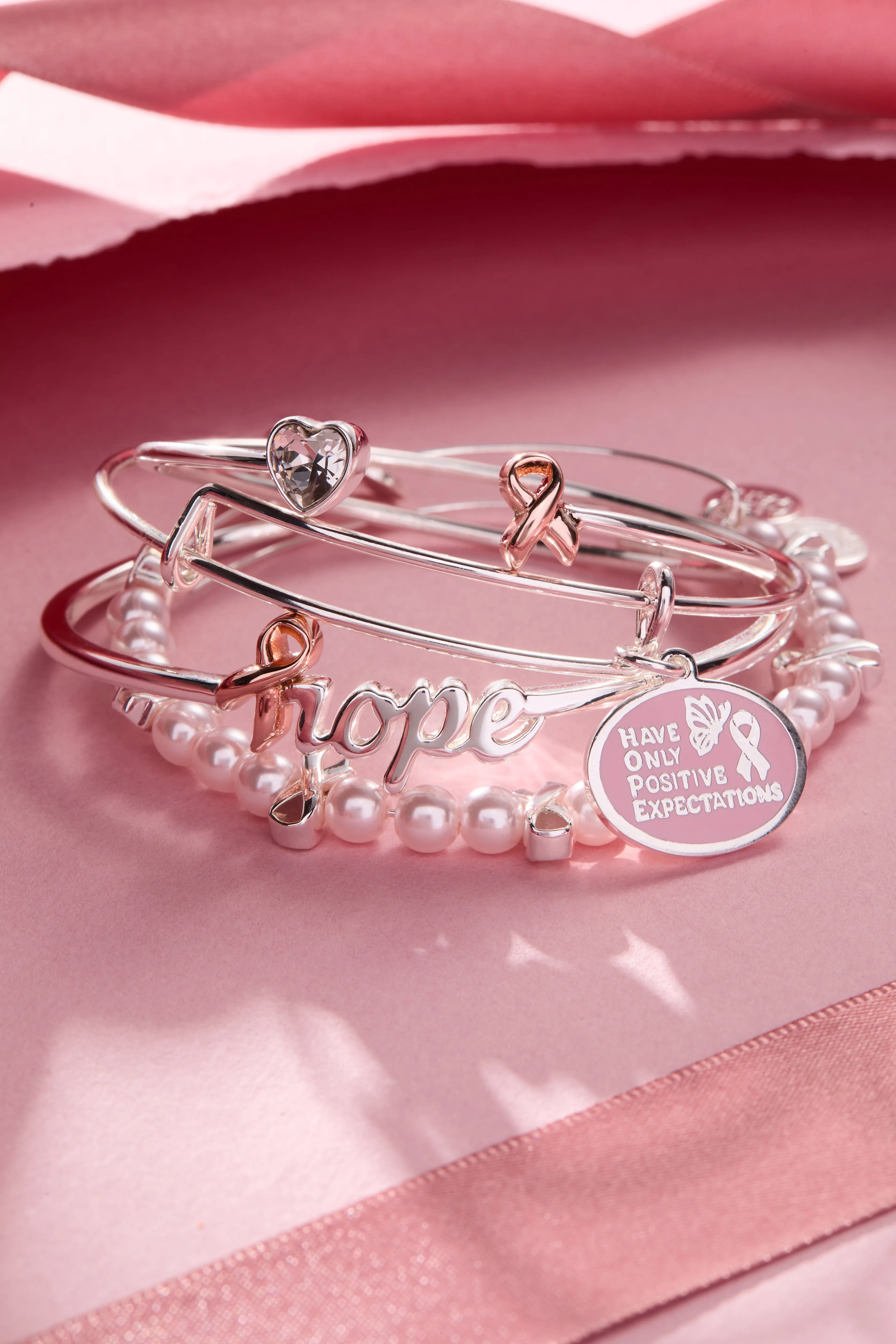 'HOPE' Breast Cancer Awareness Charm Bangle Set of 2 sold by Zulily product image thumbnail 5