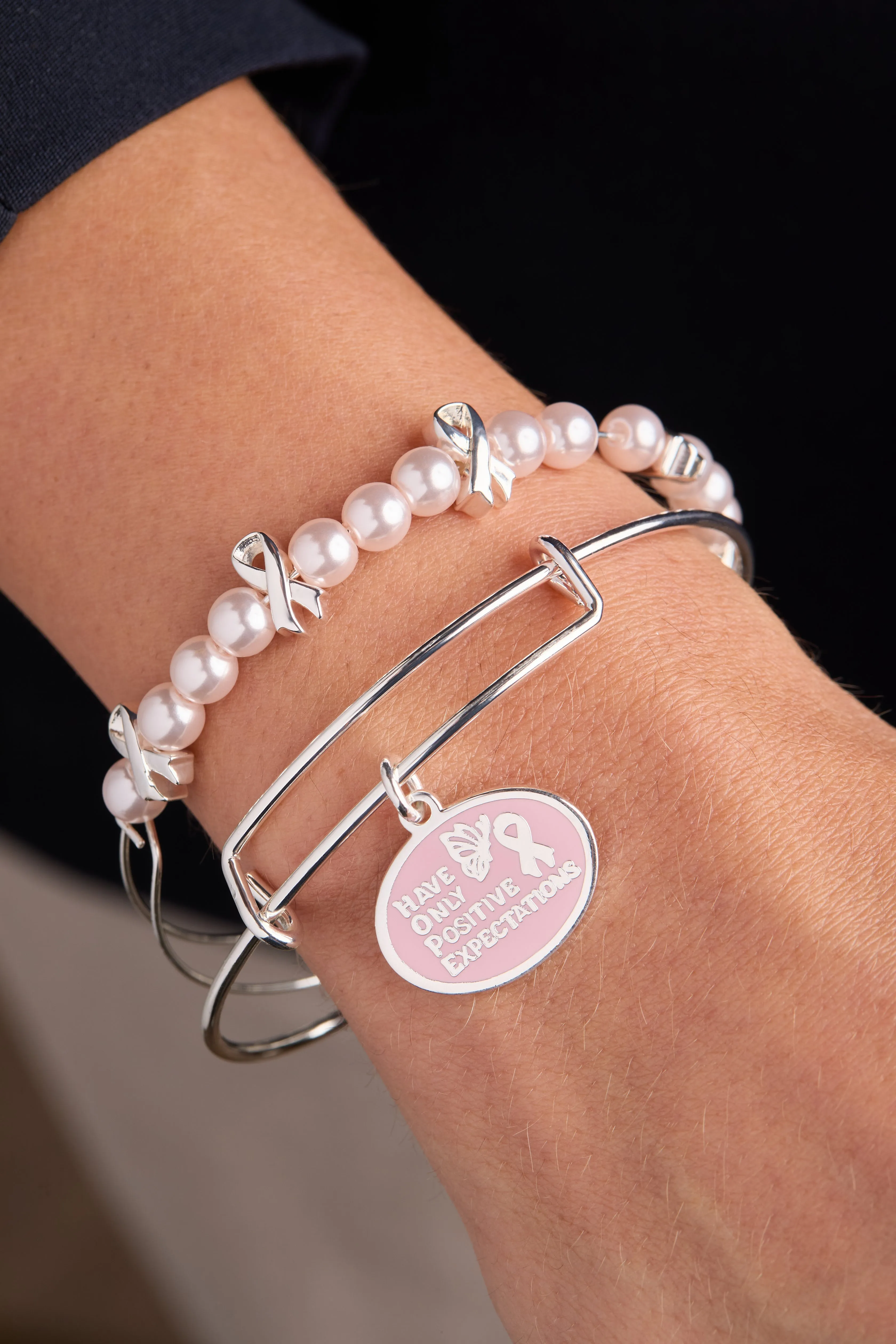 'HOPE' Breast Cancer Awareness Charm Bangle Set of 2 sold by Zulily product image thumbnail 2