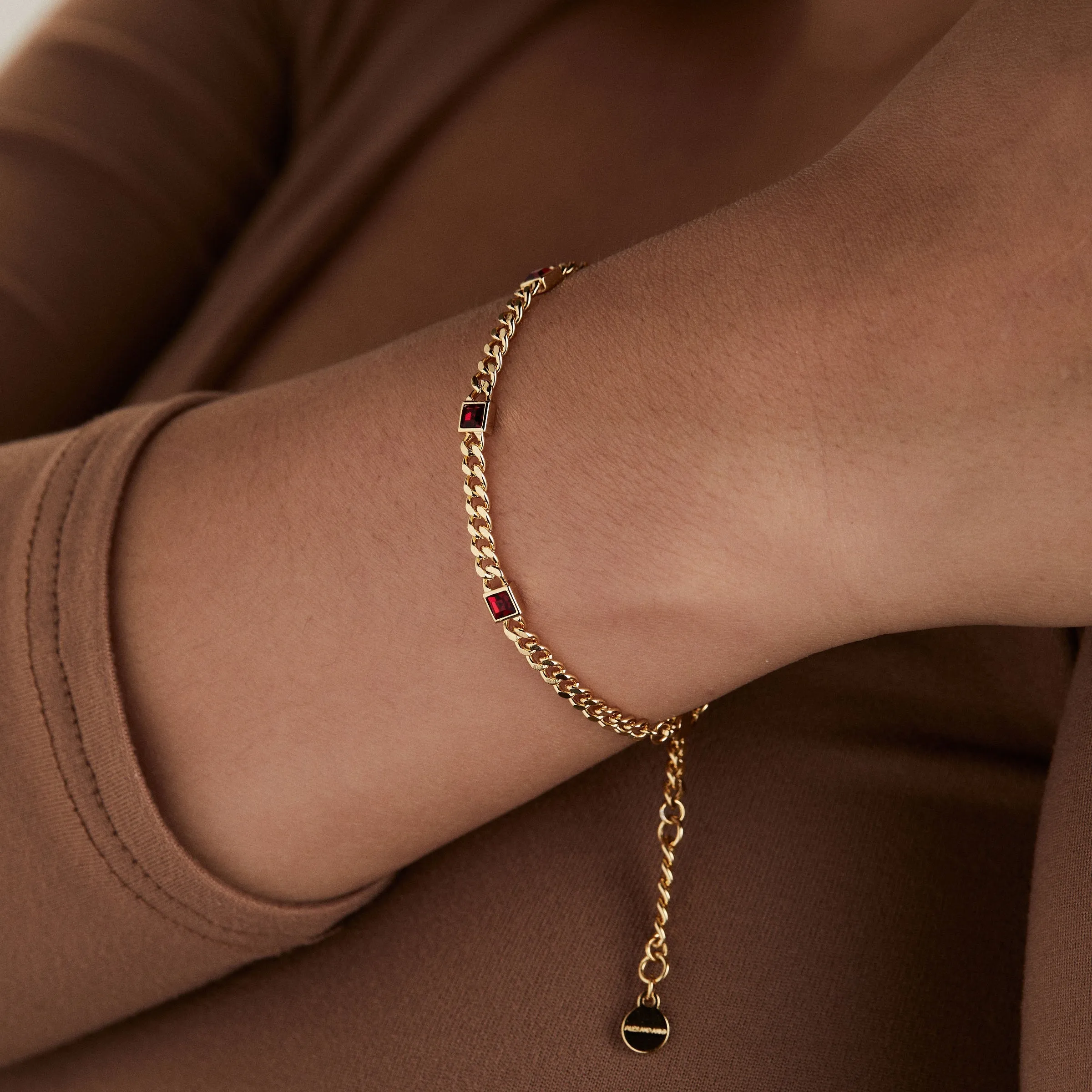 January Birthstone Scarlet Curb Chain Bracelet sold by Zulily product image thumbnail 4