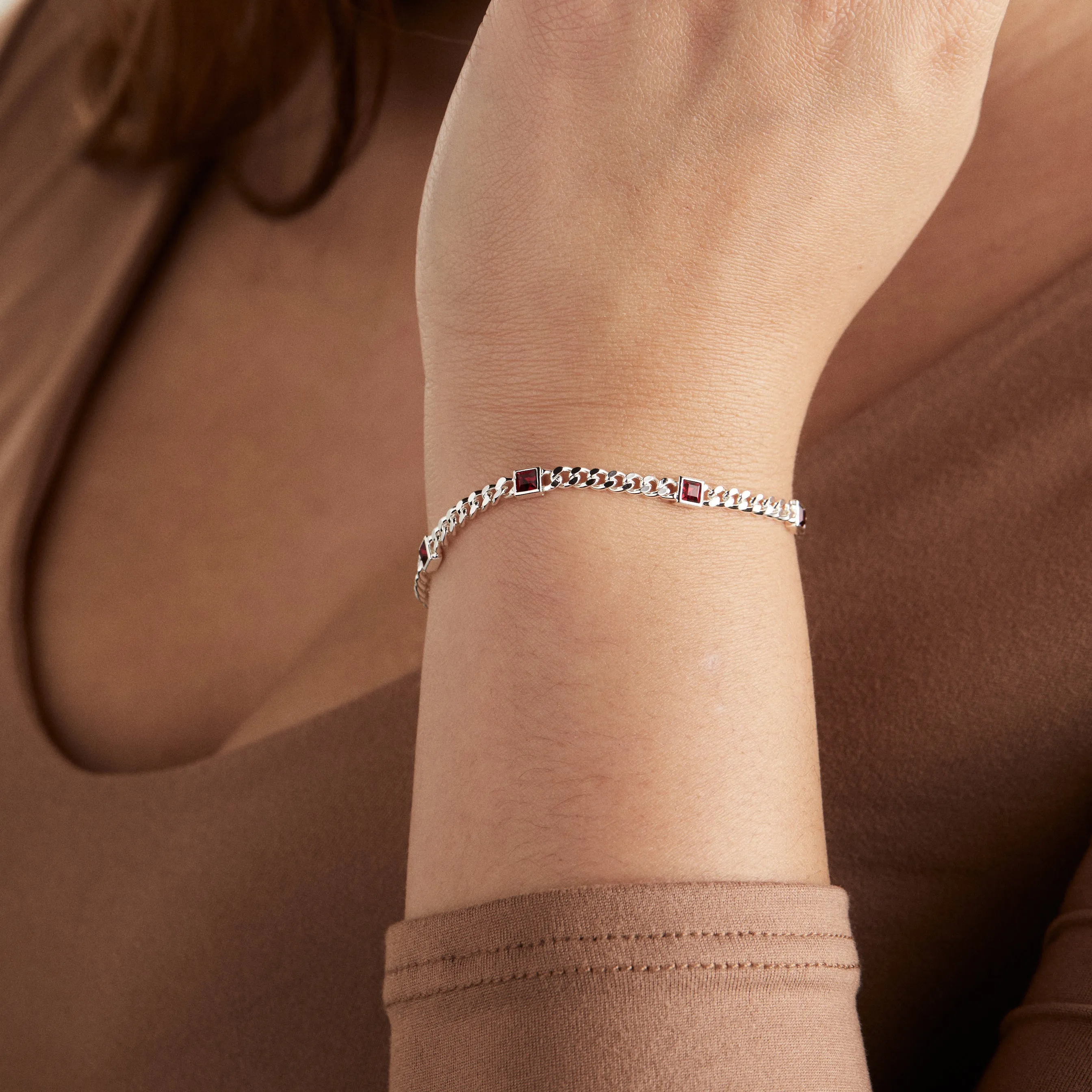 January Birthstone Scarlet Curb Chain Bracelet sold by Zulily product image thumbnail 2