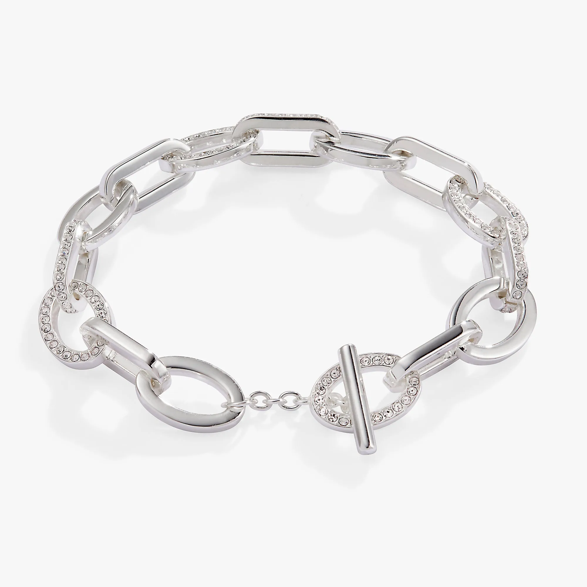 Oval Link Crystal Chain Toggle Bracelet sold by Zulily