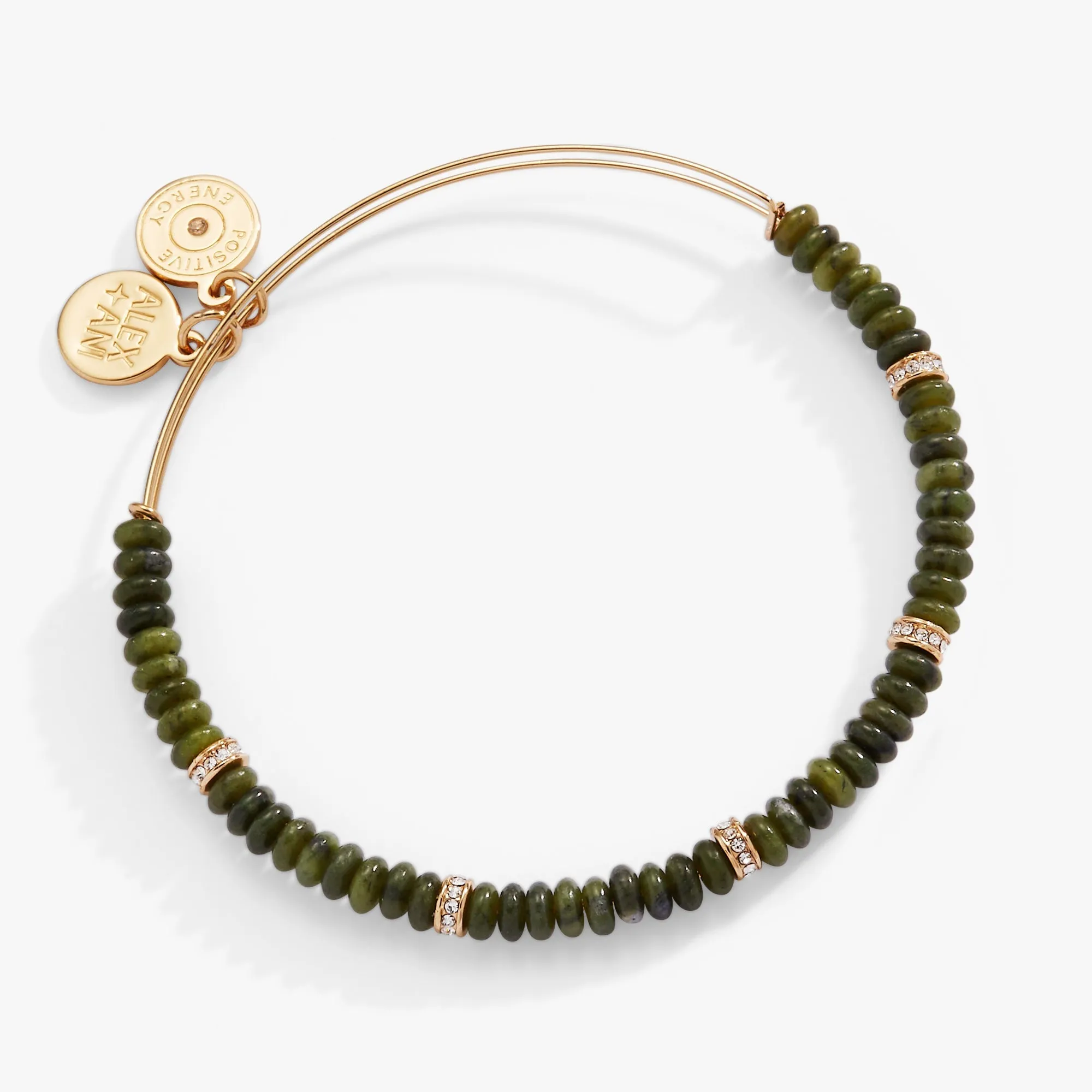 Green Semi-Precious Rondelle Beaded Bangle sold by Zulily