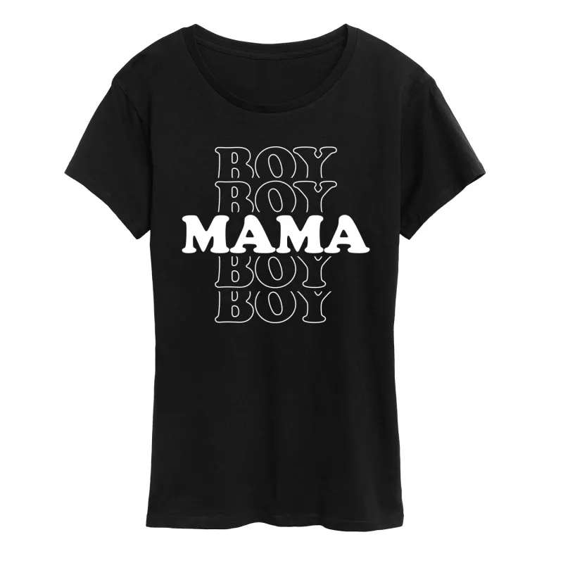Instant Message - Boy Mama Stacked - Women's Short Sleeve Graphic T-Shirt sold by Zulily
