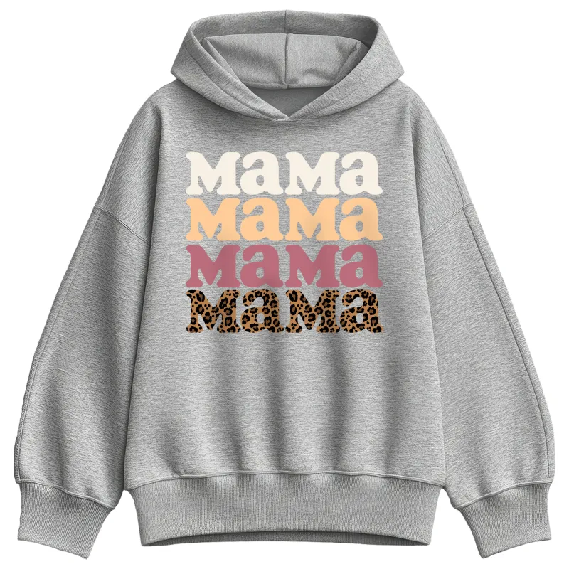 Instant Message - Mama Leopard - Women's Oversized Fleece Hoodie Sweatshirt sold by Zulily