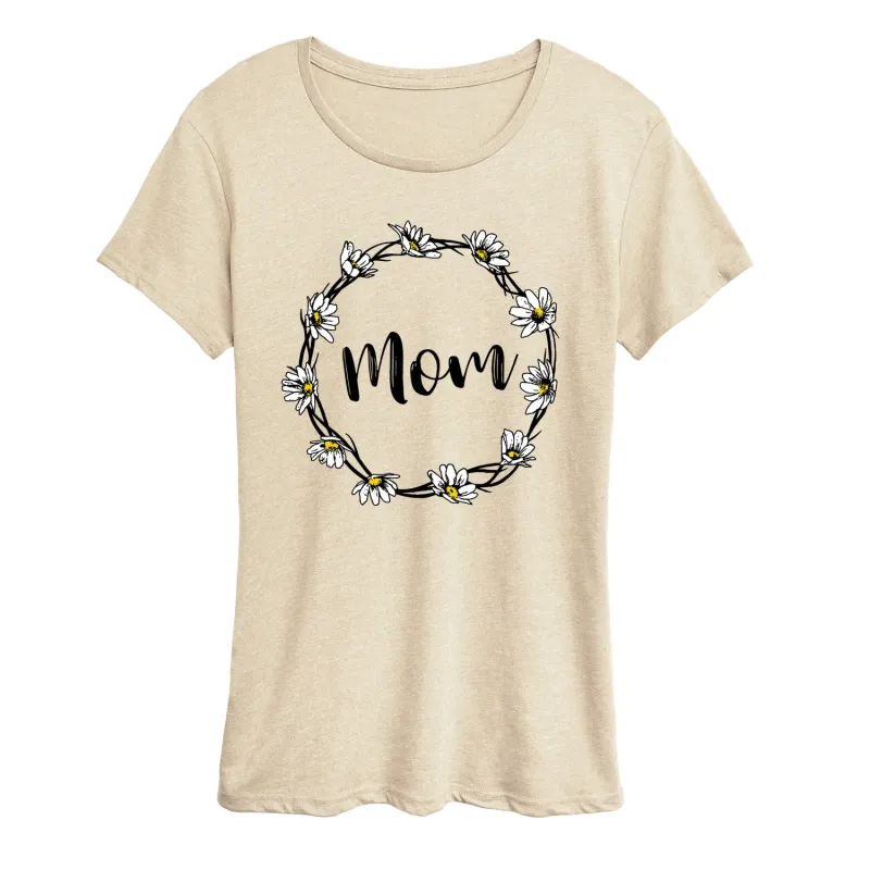 Instant Message - Mom Daisies Flower Circle - Women's Short Sleeve Graphic T-Shirt made by Zulily