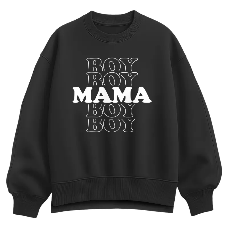 Instant Message - Boy Mama Stacked - Women's Oversized Fleece Crew Sweatshirt sold by Zulily