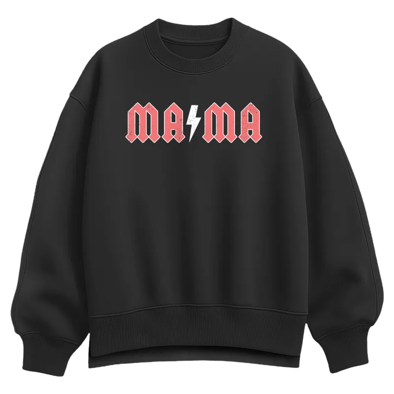 Instant Message - Rocker Mama - Women's Oversized Fleece Crew Sweatshirt sold by Zulily