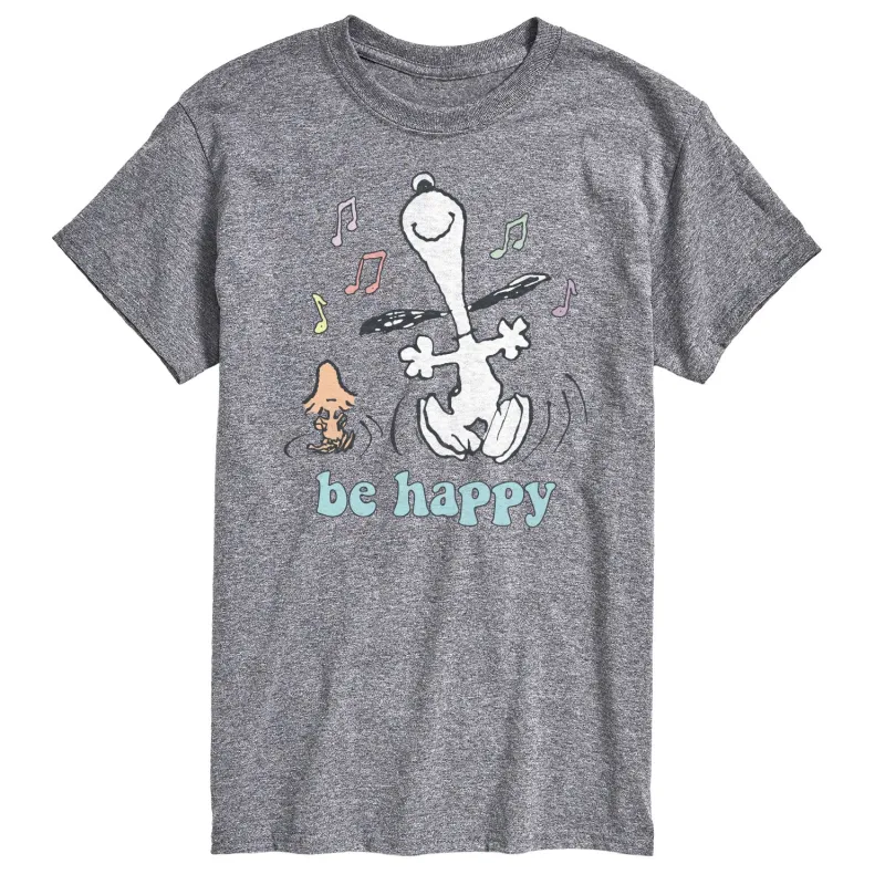 Peanuts - Be Happy Snoopy and Woodstock - Men's Short Sleeve Graphic T-Shirt sold by Zulily