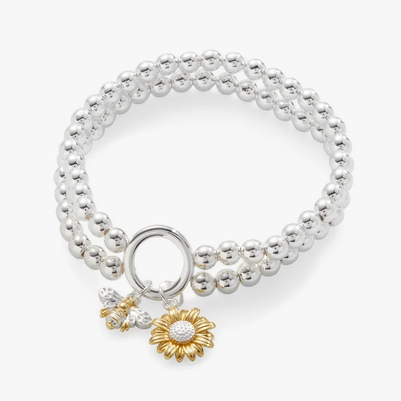Sunflower + Bee Double Stretch Bracelet made by Alex and Ani