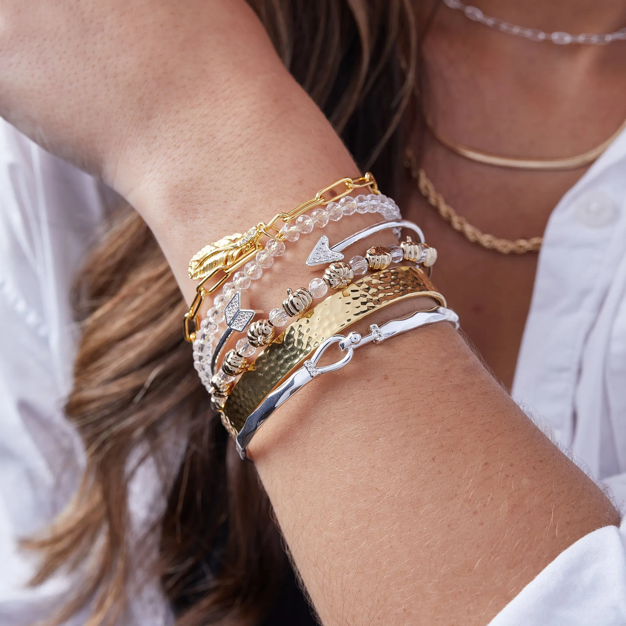 Pumpkin + Crystal Beaded Bangle sold by Zulily product image thumbnail 2