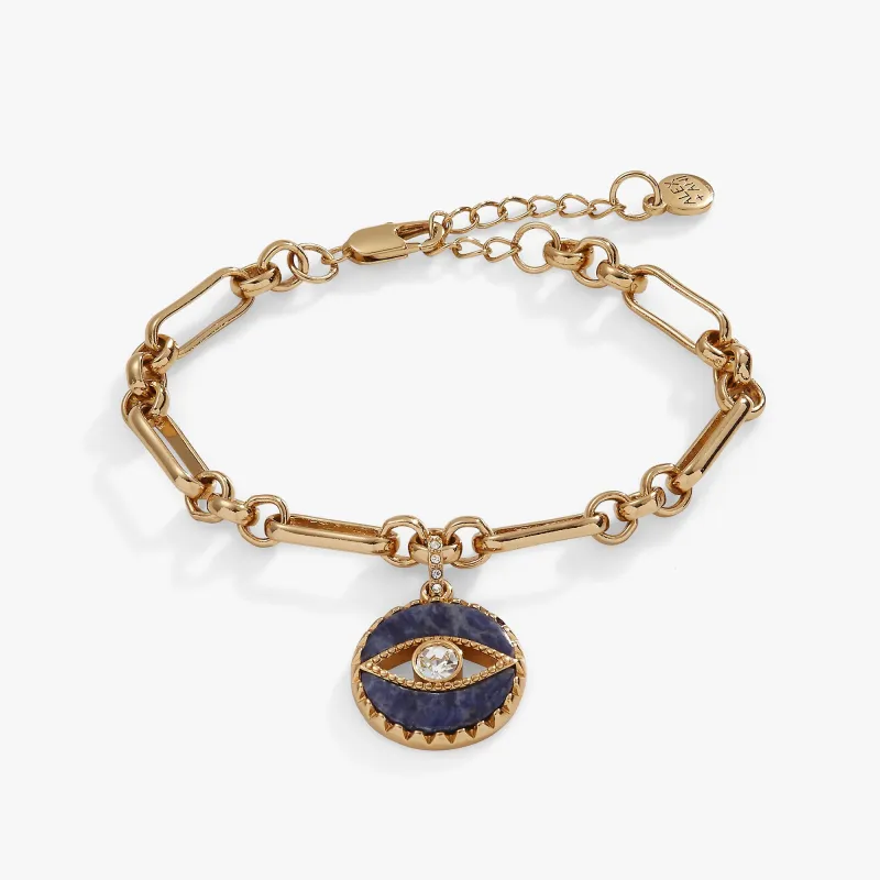 Sodalite Evil Eye Chain Bracelet sold by Zulily