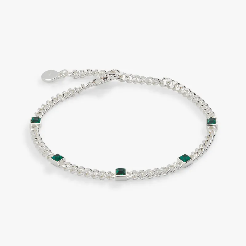 May Birthstone Emerald Curb Chain Bracelet sold by Zulily