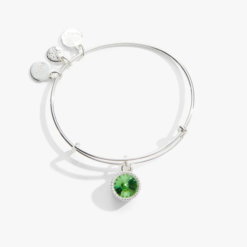 August Birthstone Charm Bangle, Peridot sold by Zulily