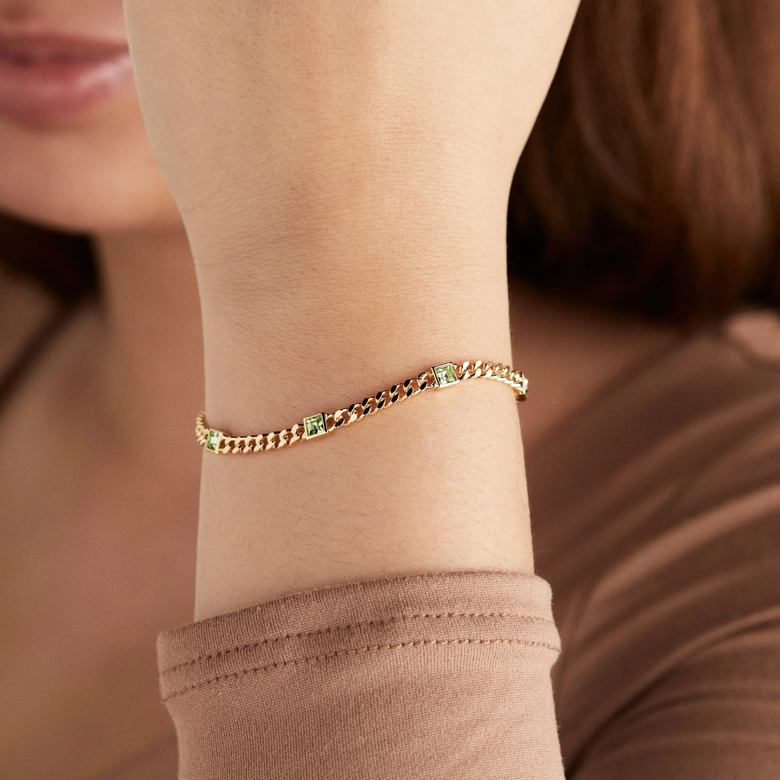 August Birthstone Peridot Curb Chain Bracelet sold by Zulily product image thumbnail 4