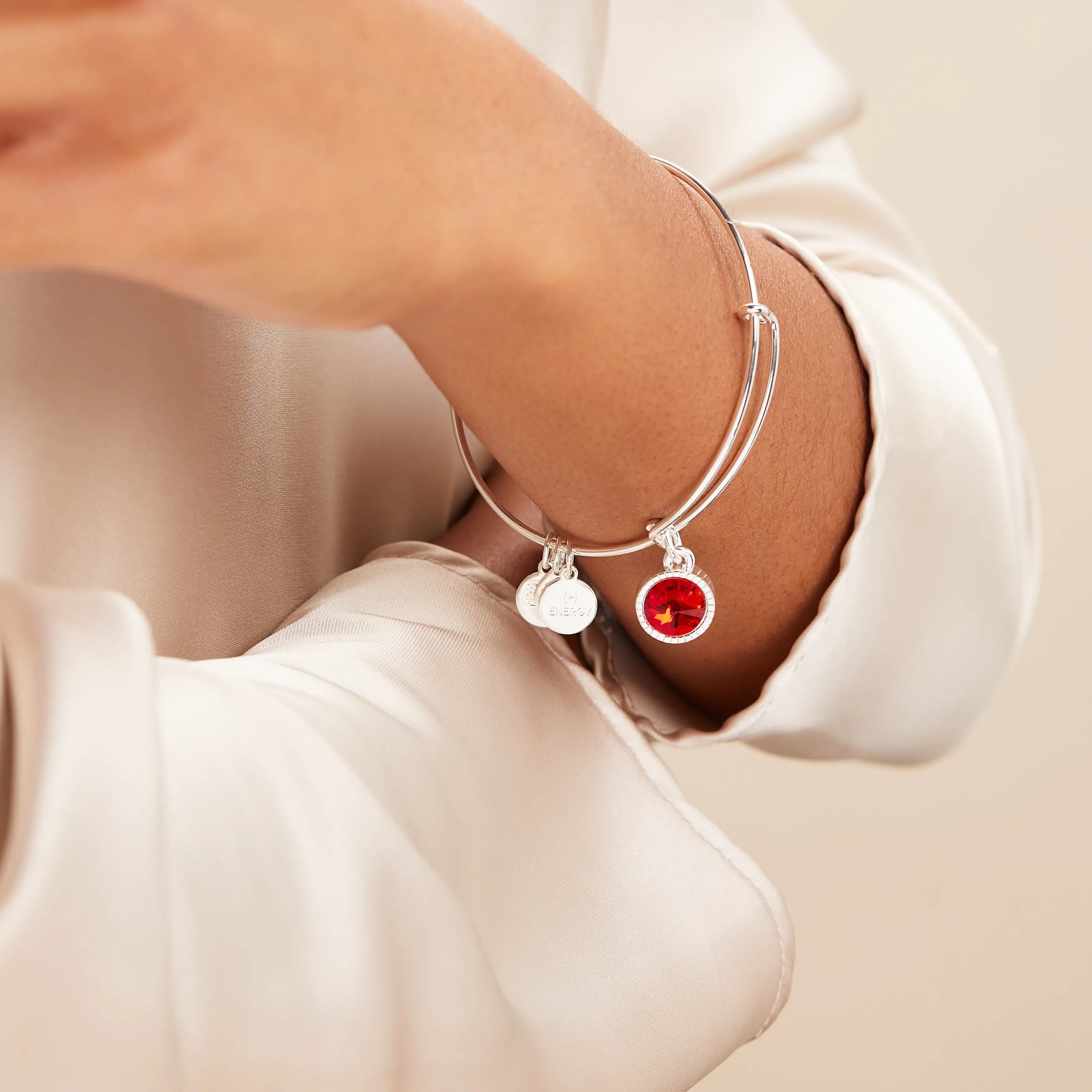 July Birthstone Charm Bangle, Ruby sold by Zulily product image thumbnail 2