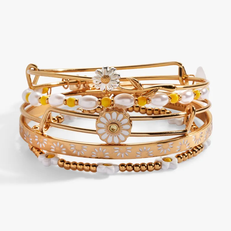 Daisy Flower Beaded Bangle Set of 5 sold by Zulily