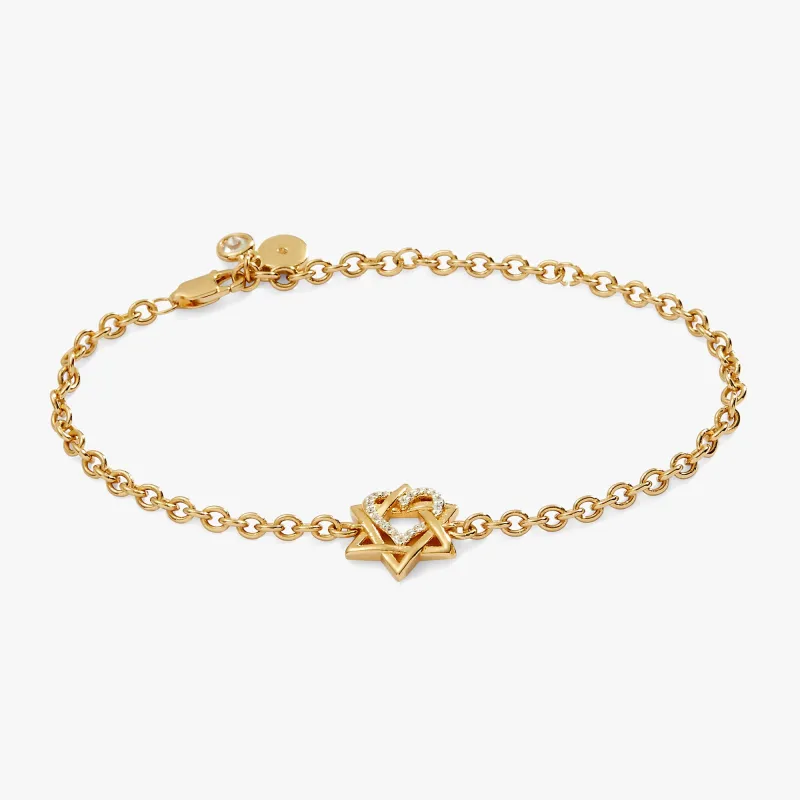 Star of David Heart Bracelet, 14kt Gold Plated made by Alex and Ani