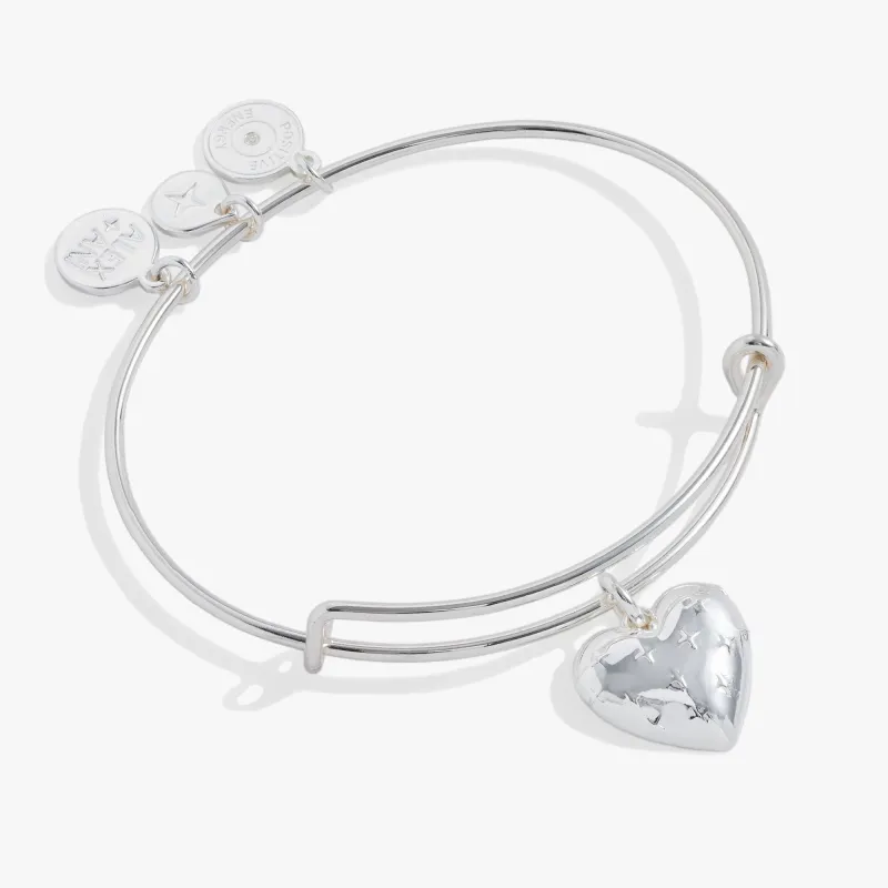 Silver Metal Heart Charm Bangle sold by Zulily