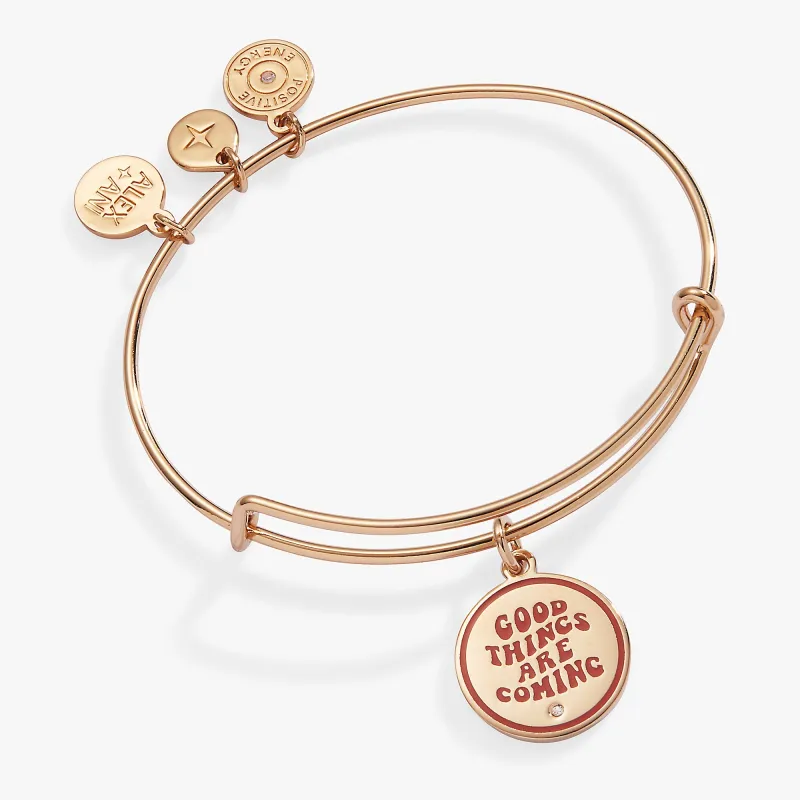 'Good Things Are Coming' Mantra Charm Bangle sold by Zulily