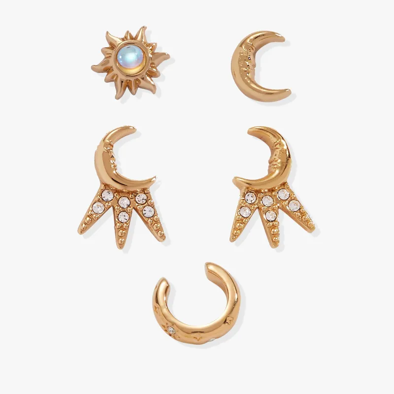 Sun & Moon 2 Studs & Earring Cuff Set sold by Zulily