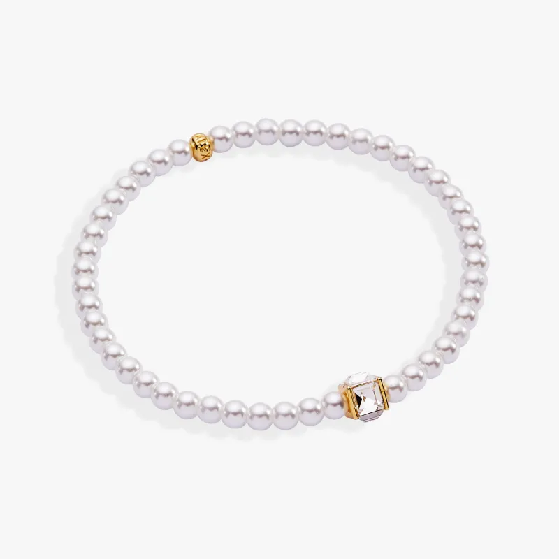 Crystal and Pearl Beaded Stretch Bracelet sold by Zulily