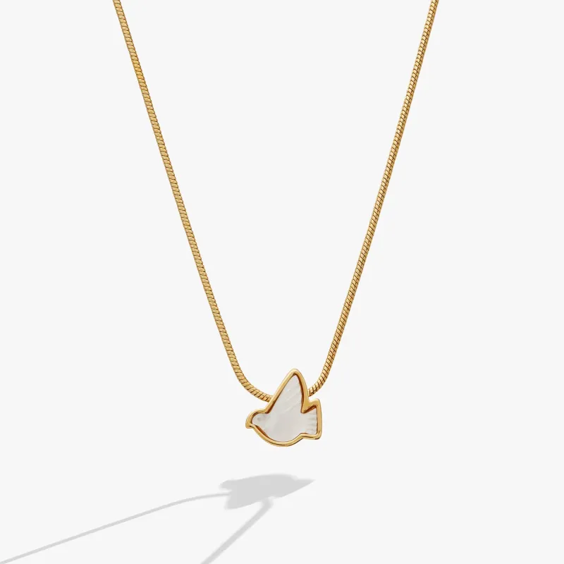 Pearlized Dove 'Peace' Slider Necklace sold by Zulily