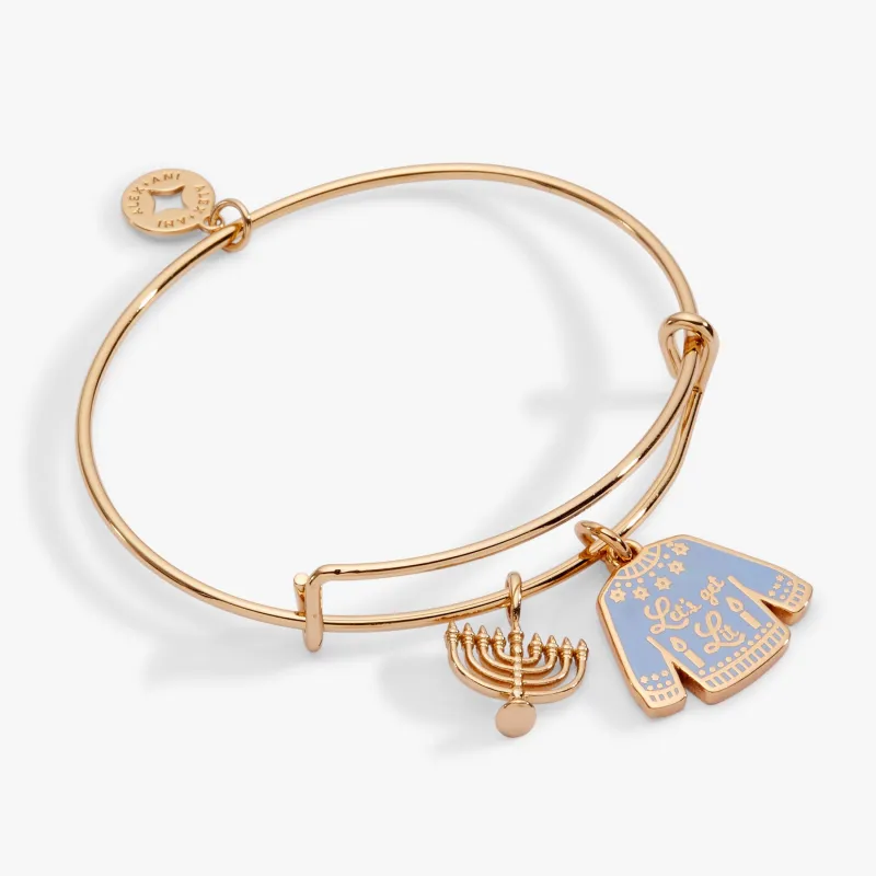 Hanukkah 'Let's get Lit' Ugly Sweater & Menorah Bangle made by Alex and Ani