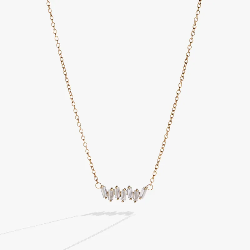 Crystal Baguette Bar Necklace made by Alex and Ani