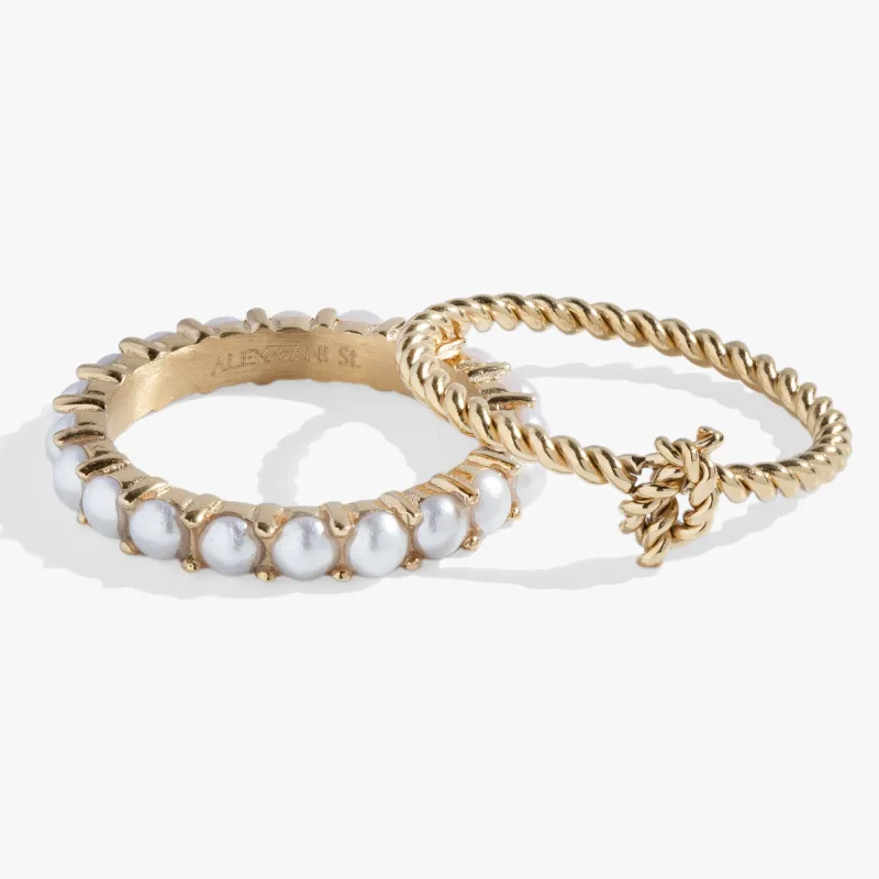 Pearl & Knot Rope Ring Set sold by Zulily