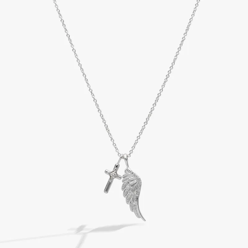 Faith Cross and Angel Wing Charm Necklace sold by Zulily