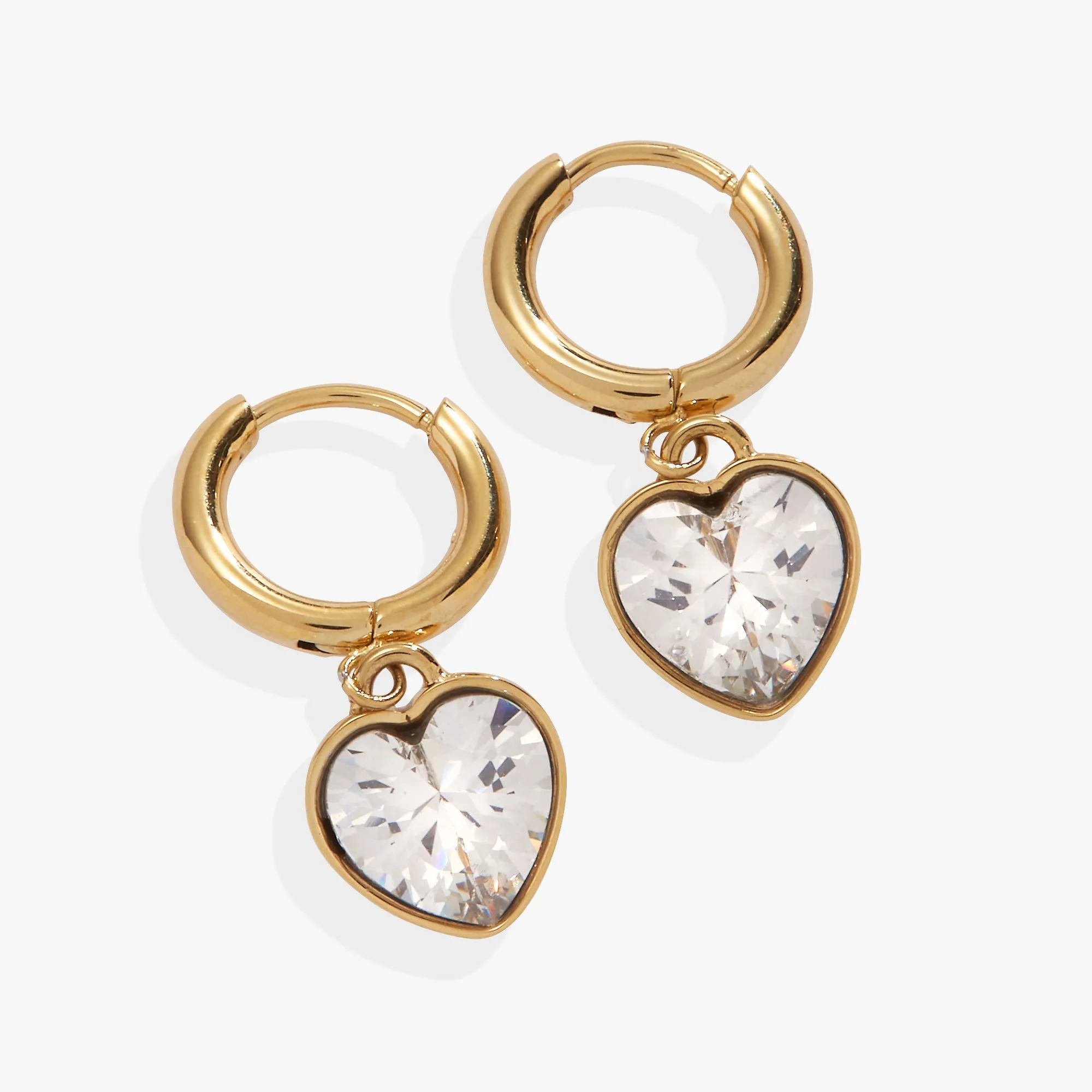 Crystal Heart Huggie Hoop Earrings sold by Zulily
