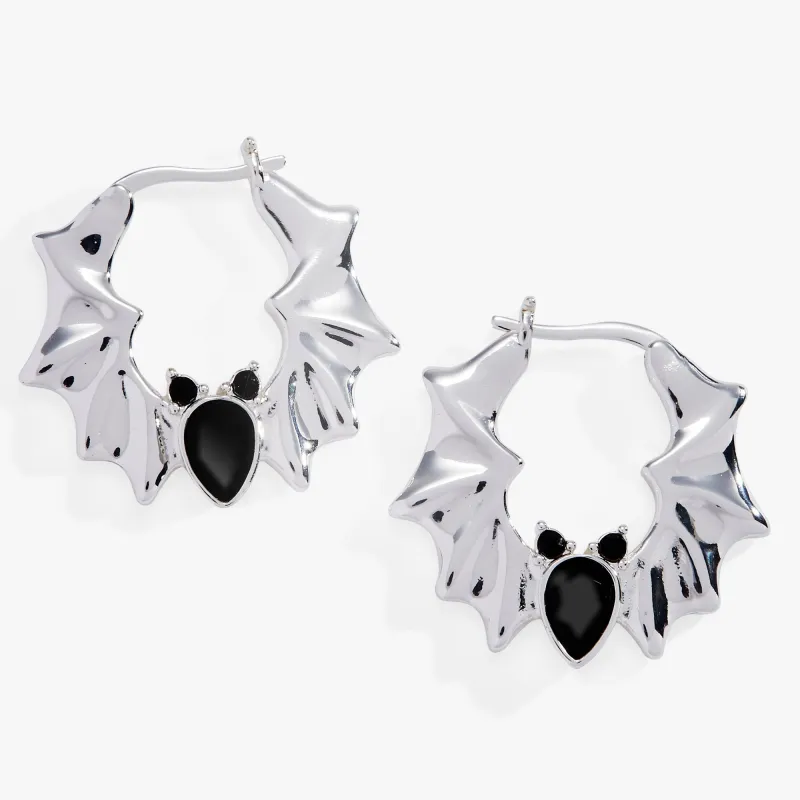 Crystal Bat Hoop Earrings made by Alex and Ani
