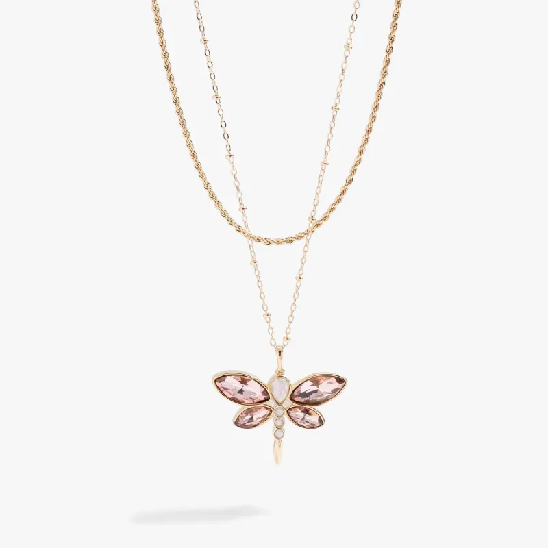 Crystal Dragonfly Double Layer Necklace sold by Zulily