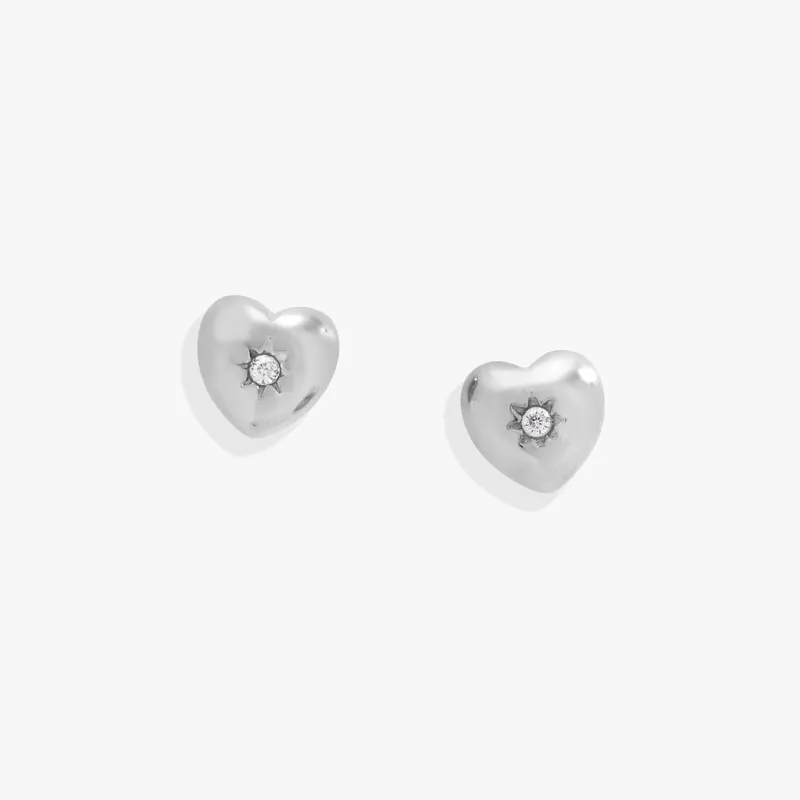 Crystal Puffy Heart Mini Stud Earrings sold by Zulily