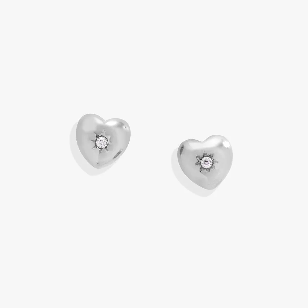 Crystal Puffy Heart Mini Stud Earrings sold by Zulily