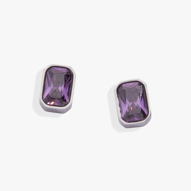 February Emerald-Cut Birthstone Stud Earrings sold by Zulily