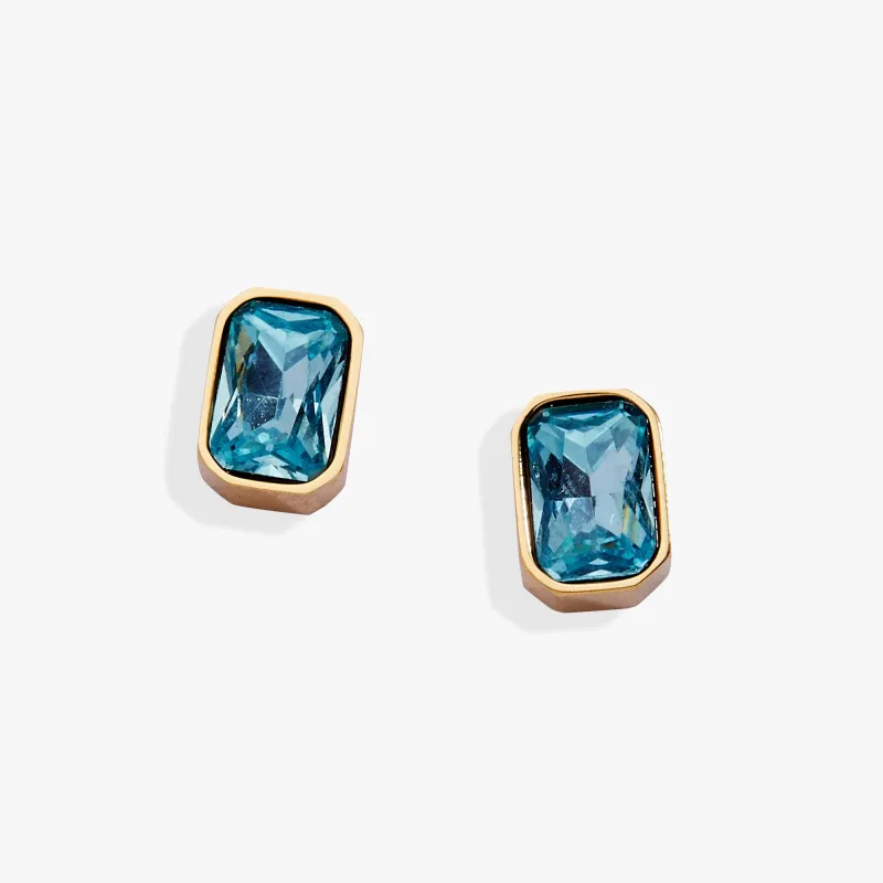 March Emerald-Cut Birthstone Stud sold by Zulily