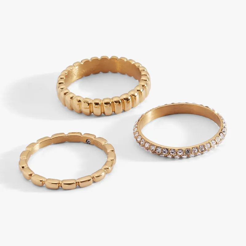 Ribbed Stacking Ring Set of 3 sold by Zulily