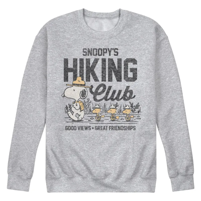 Peanuts - Snoopys Hiking Club - Men's Crew Neck Fleece Pullover made by Peanuts