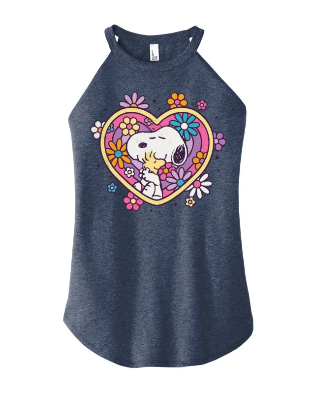 Peanuts - Hug Heart Flower - Juniors High Neck Tank Top sold by Zulily
