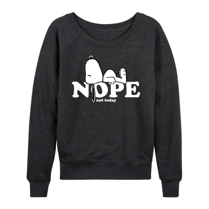 Peanuts - Snoopy Nope Not Today - Women's French Terry Long Sleeve Pullover sold by Zulily