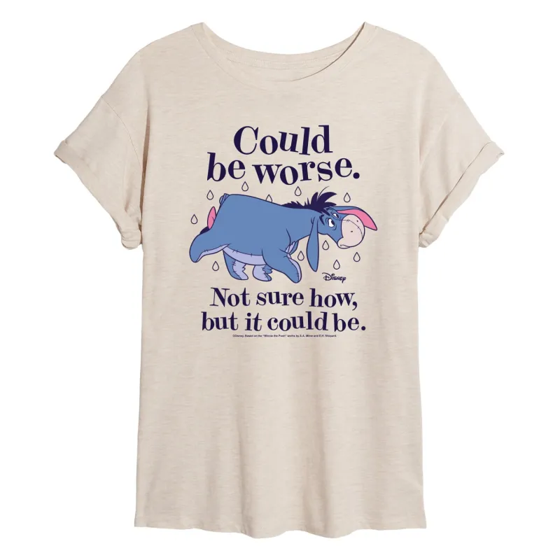 Winnie the Pooh - Could Be Worse Eeyore - Juniors Oversized Graphic T-Shirt made by Zulily