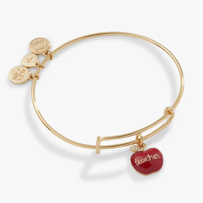 Teacher 'Grow, Inspire, Love' Apple Charm Bangle made by Zulily