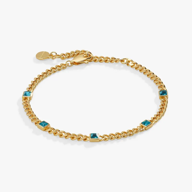 December Birthstone Blue Zircon Curb Chain Bracelet sold by Zulily