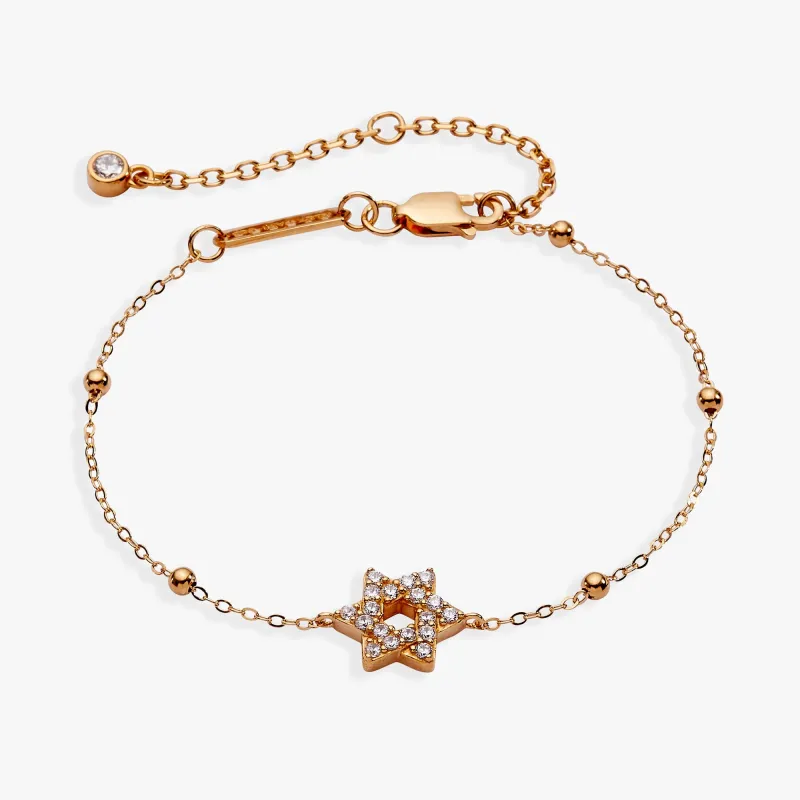 Star of David Delicate Pave Beaded Chain Bracelet made by Zulily
