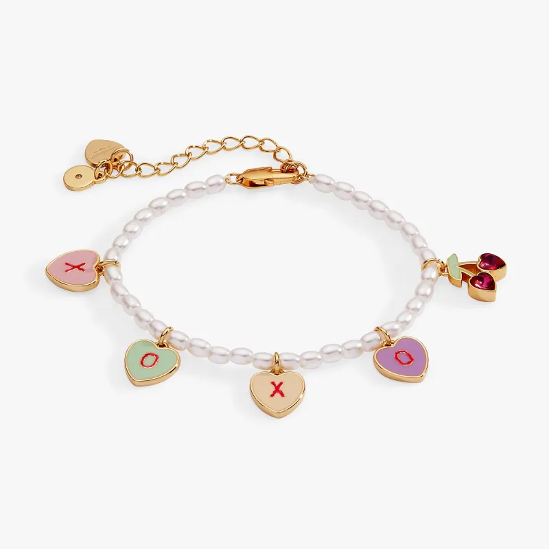 Sweethearts® ‘XOXO’ Heart Charm Beaded Pearl Bracelet sold by Zulily