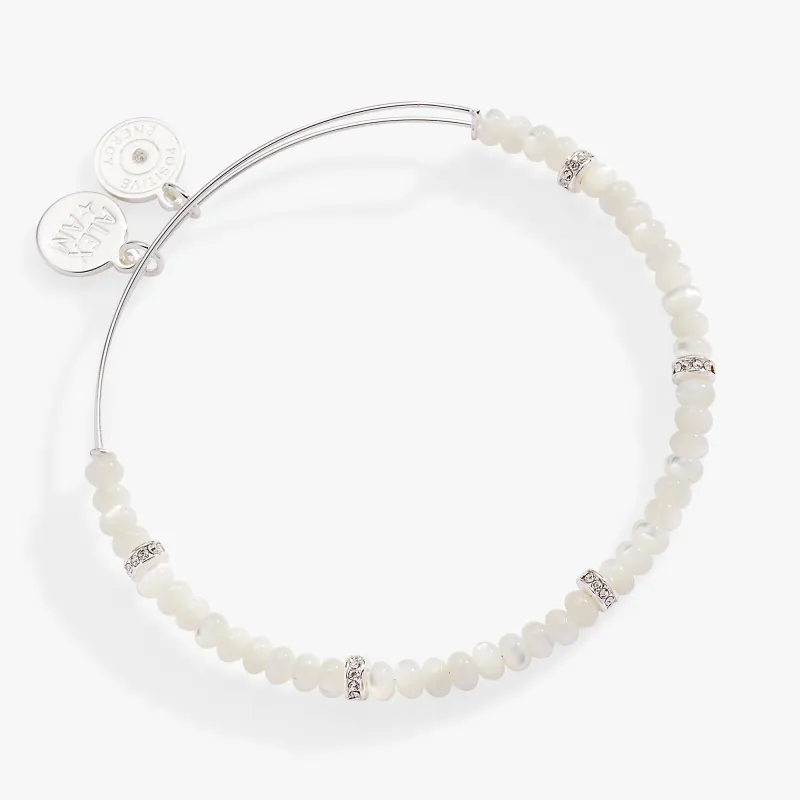 White Semi-Precious Rondelle Beaded Bangle sold by Zulily