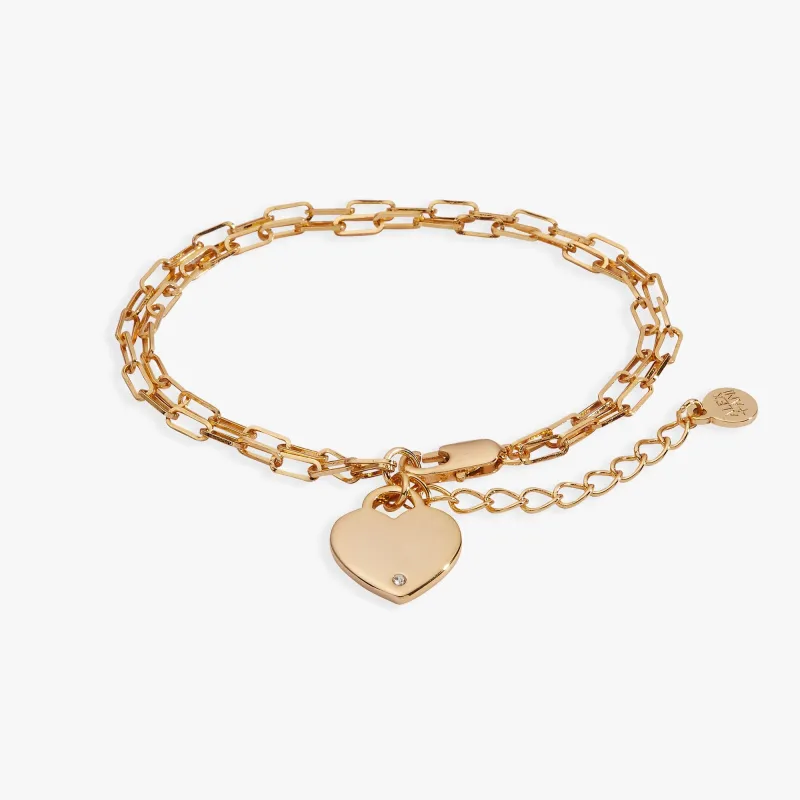 Heart Charm Double Paperclip Chain Bracelet sold by Zulily