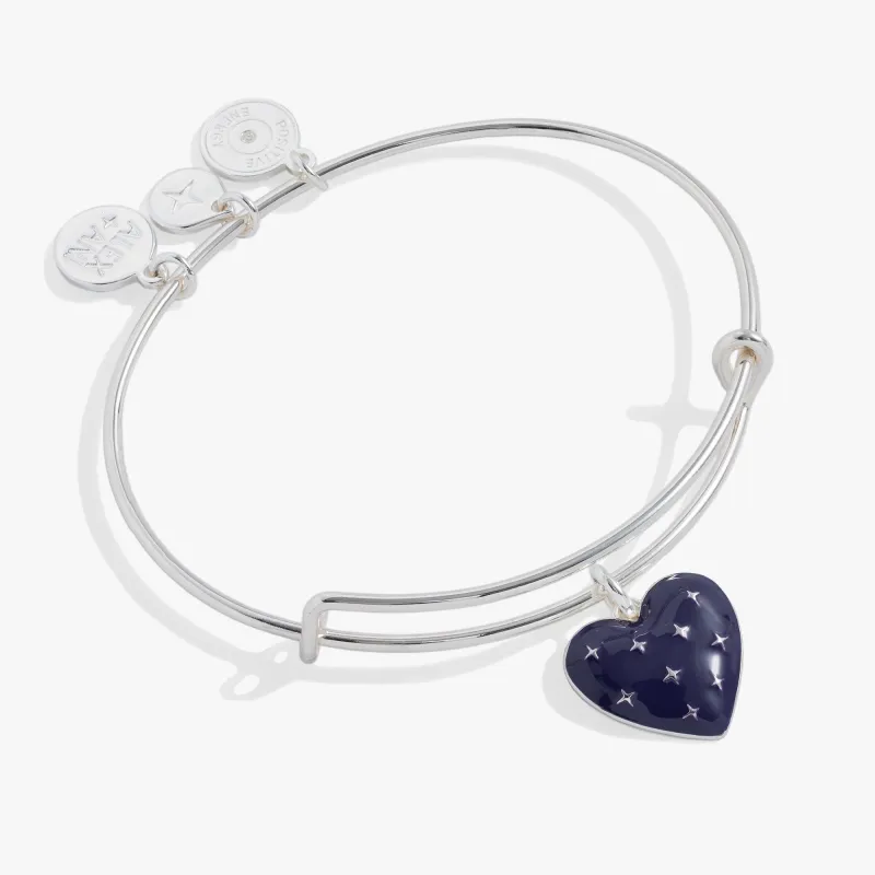 Navy Enamel Heart Charm Bangle sold by Zulily