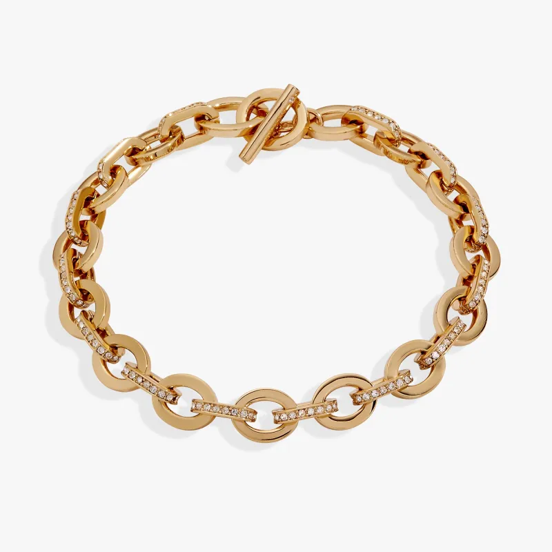 Delicate Oval Link Crystal Chain Toggle Bracelet sold by Zulily